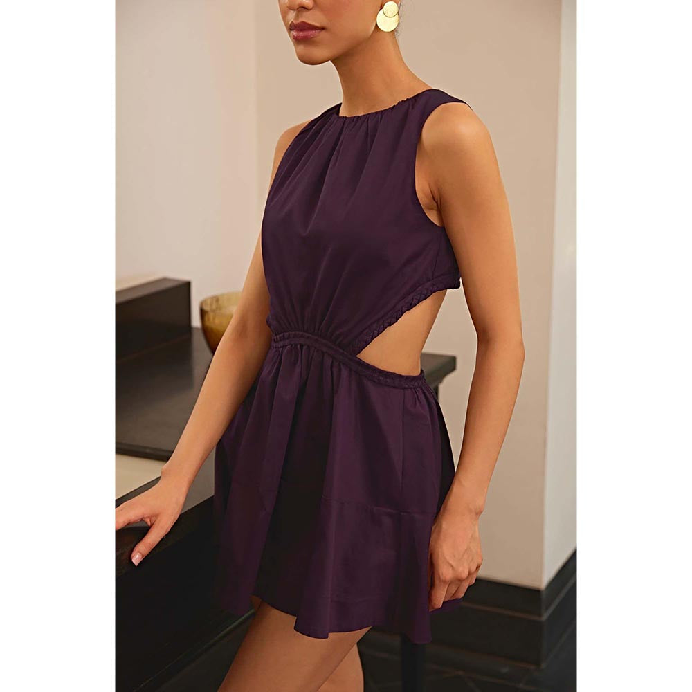 Kay Kay BY KKHUSHI SAHAII Braided Purple Mini Dress