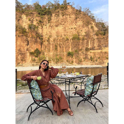 Kay Kay BY KKHUSHI SAHAII Kiki Solid Tan Maxi Dress