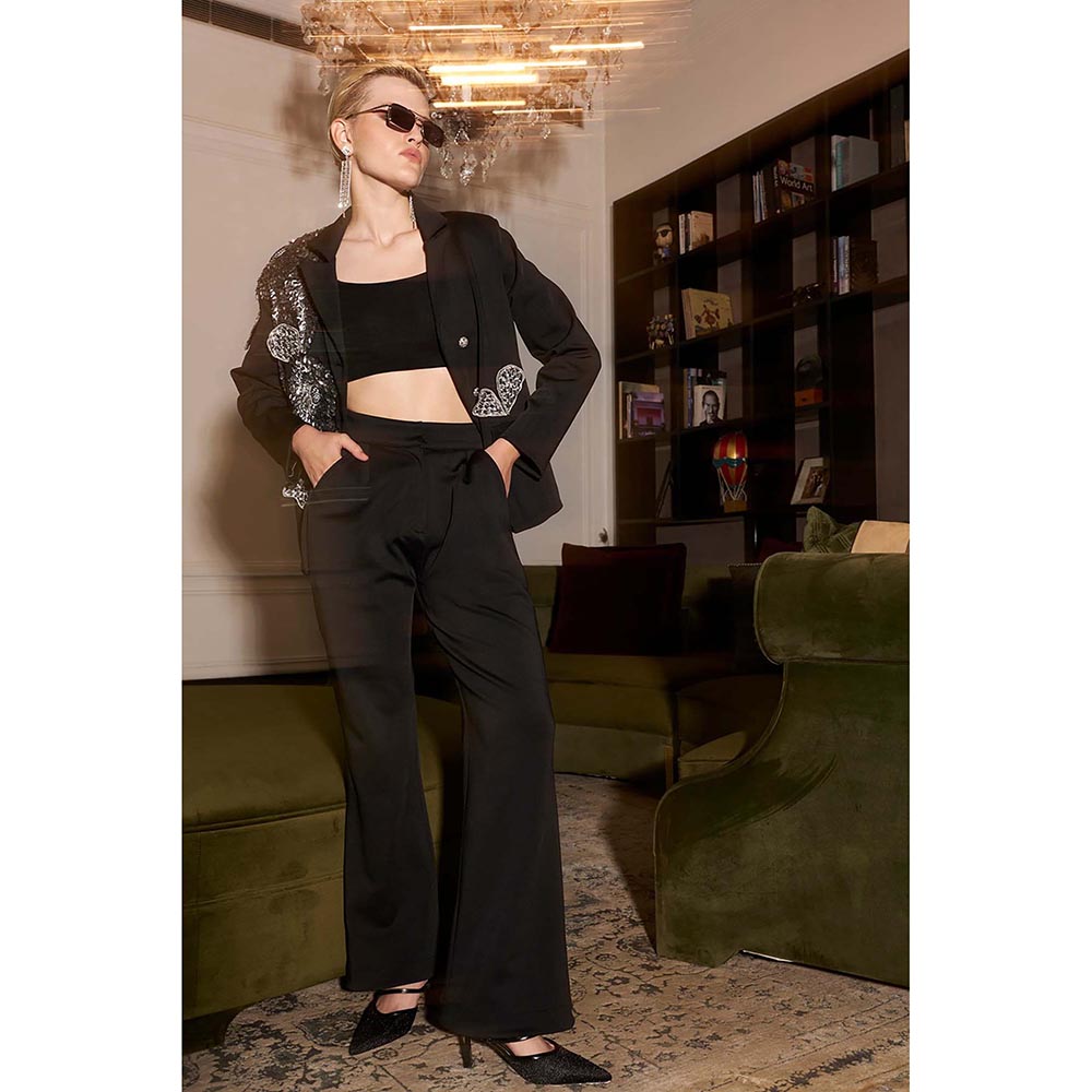 Kay Kay BY KKHUSHI SAHAII Savannah Embroidered Black Co-Ord Set