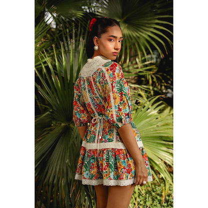 Kay Kay BY KKHUSHI SAHAII Carole Short Floral Print Multicolour Mini Dress