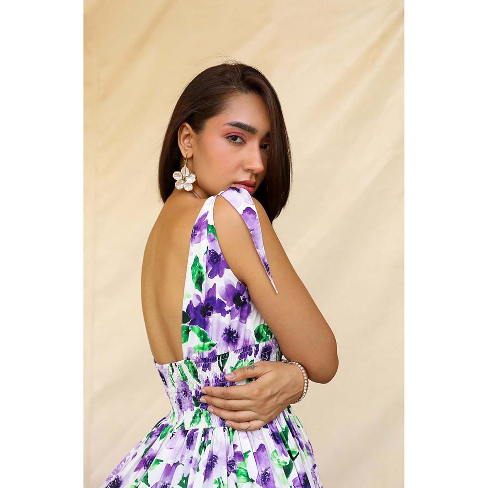 Kay Kay BY KKHUSHI SAHAII Floral Print White Maxi Dress