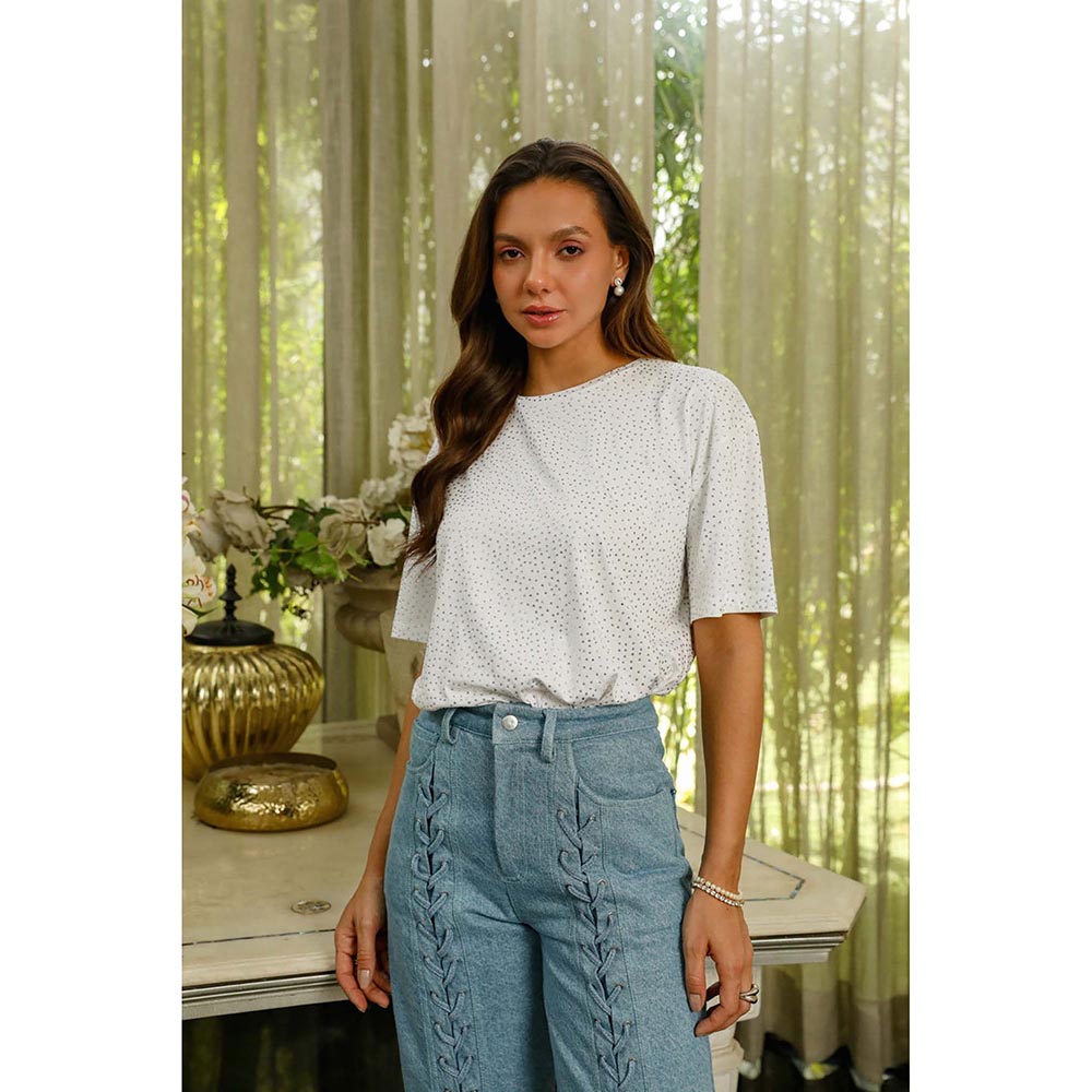 Kay Kay BY KKHUSHI SAHAII Serena Boxy Fit White T-shirt