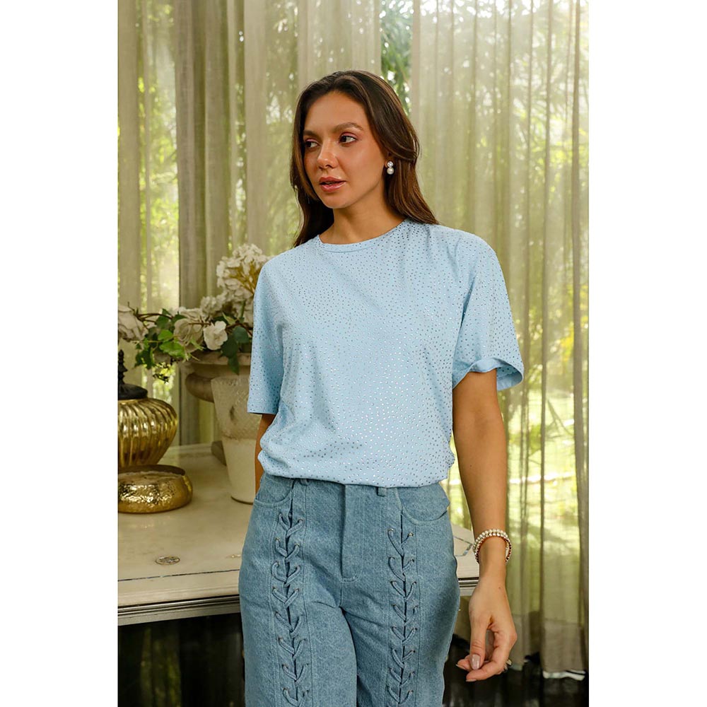 Kay Kay BY KKHUSHI SAHAII Serena Boxy Fit Blue T-shirt