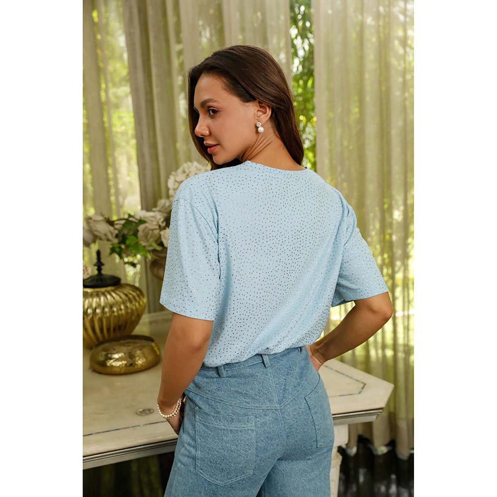 Kay Kay BY KKHUSHI SAHAII Serena Boxy Fit Blue T-shirt
