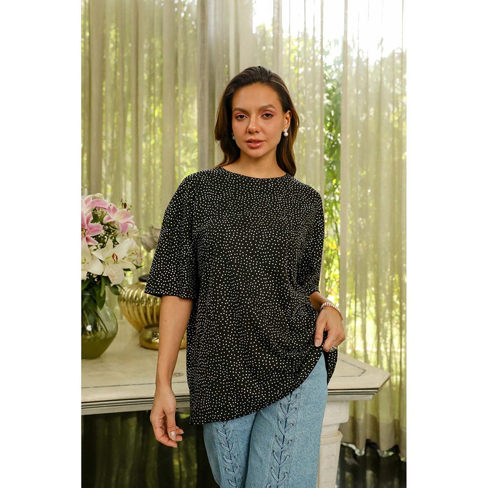 Kay Kay BY KKHUSHI SAHAII Serena Boxy Fit Black T-shirt