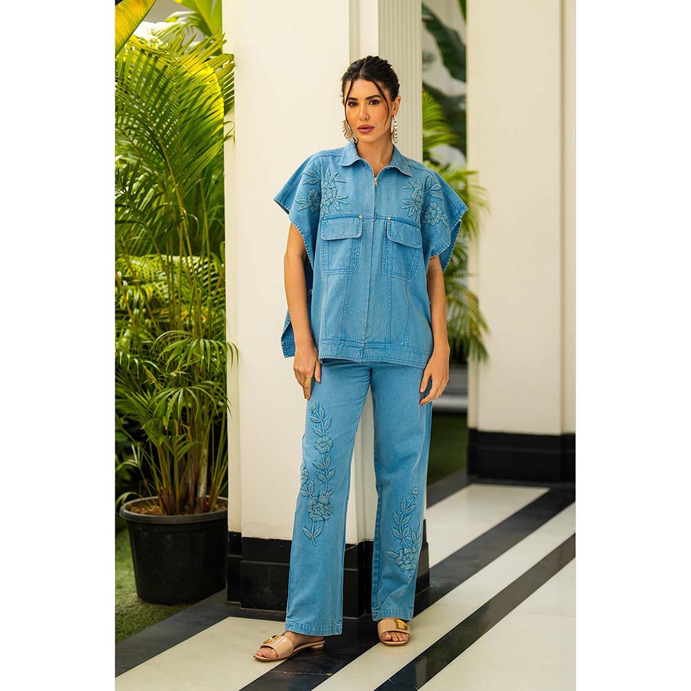 Kay Kay BY KKHUSHI SAHAII Mirela Denim Blue Co-Ord Set