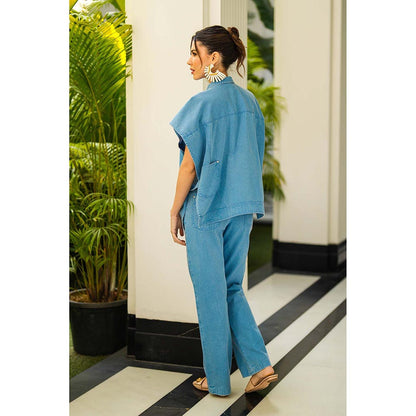 Kay Kay BY KKHUSHI SAHAII Mirela Denim Blue Co-Ord Set