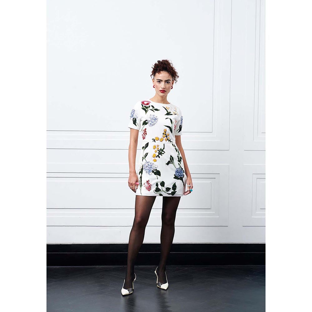 Kay Kay BY KKHUSHI SAHAII Torin Floral Off White Mini Dress