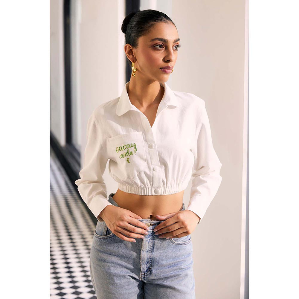 Kay Kay BY KKHUSHI SAHAII White Customisable Crop Top