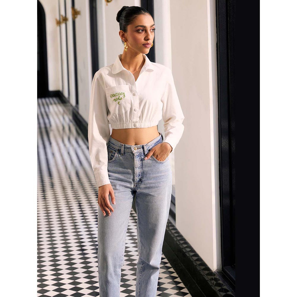 Kay Kay BY KKHUSHI SAHAII White Customisable Crop Top