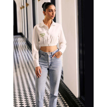 Kay Kay BY KKHUSHI SAHAII White Customisable Crop Top