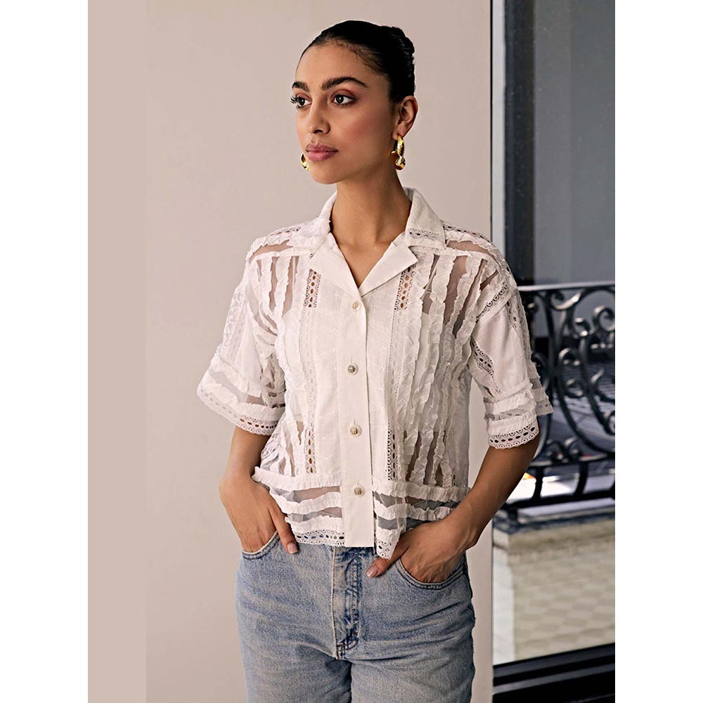 Kay Kay BY KKHUSHI SAHAII Off White Lace Shirt