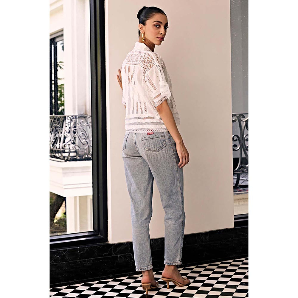 Kay Kay BY KKHUSHI SAHAII Off White Lace Shirt