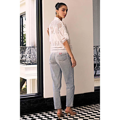 Kay Kay BY KKHUSHI SAHAII Off White Lace Shirt