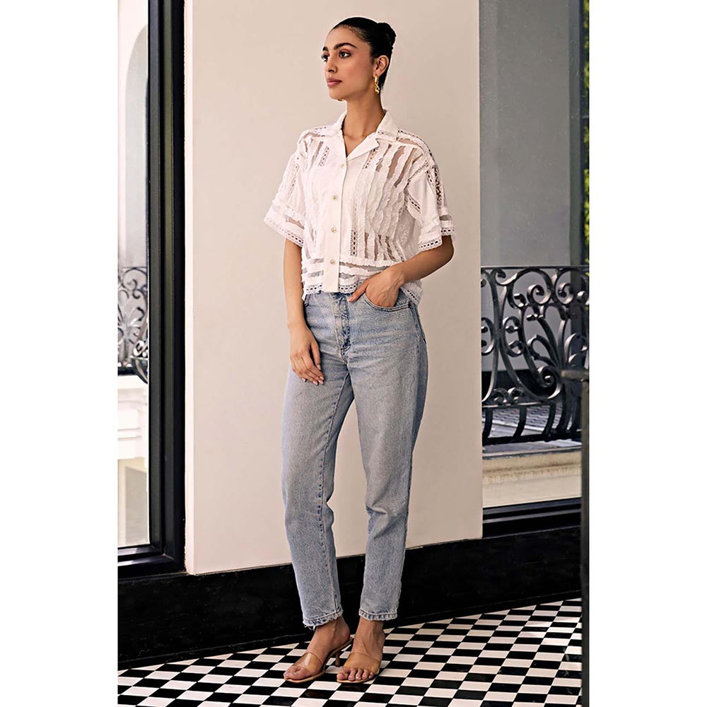 Kay Kay BY KKHUSHI SAHAII Off White Lace Shirt