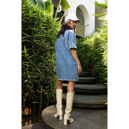 Kay Kay BY KKHUSHI SAHAII Audrey Denim Blue Mini Dress