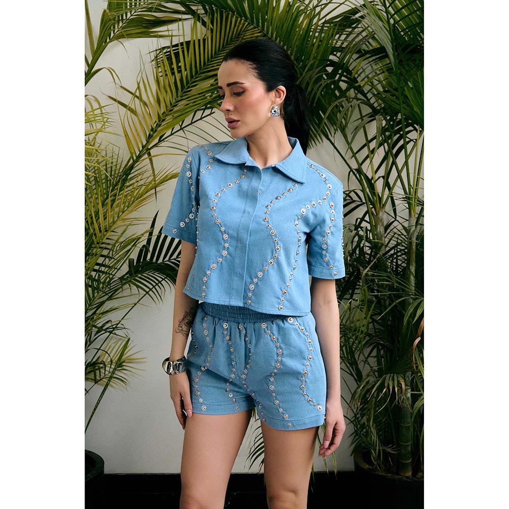Kay Kay BY KKHUSHI SAHAII Zaza Blue Co-Ord Set