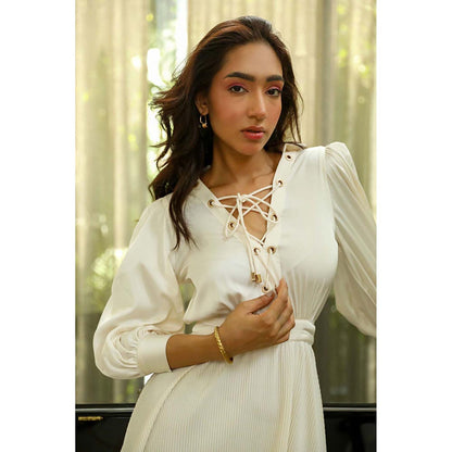 Kay Kay BY KKHUSHI SAHAII Shye Solid White Maxi Dress