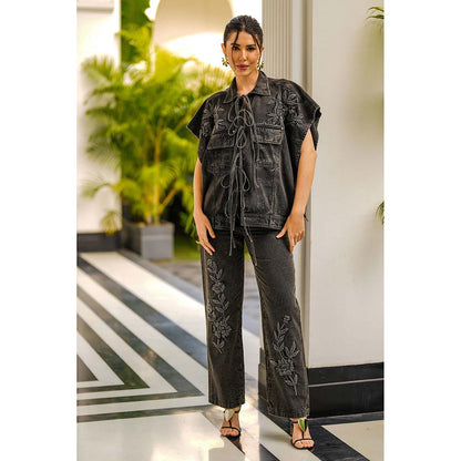 Kay Kay BY KKHUSHI SAHAII Reyna Denim Black Co-Ord Set
