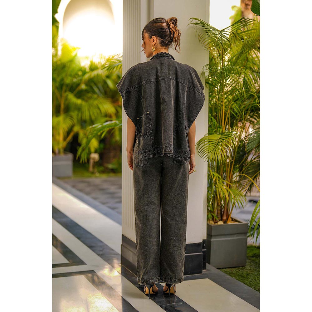 Kay Kay BY KKHUSHI SAHAII Reyna Denim Black Co-Ord Set
