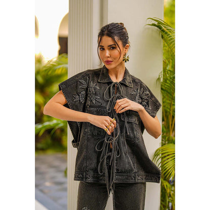 Kay Kay BY KKHUSHI SAHAII Reyna Denim Black Co-Ord Set