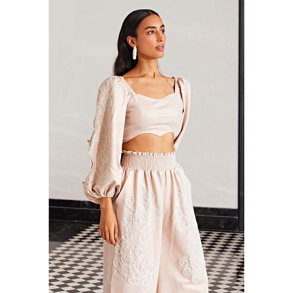 Kay Kay BY KKHUSHI SAHAII Embellished Rose Gold Co-Ord Set
