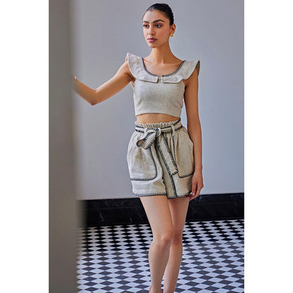 Kay Kay BY KKHUSHI SAHAII Blanket Stitch Beige Co-Ord Set