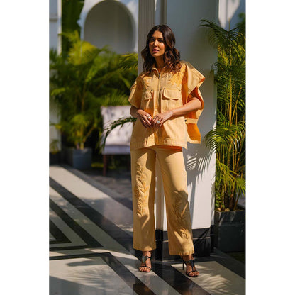 Kay Kay BY KKHUSHI SAHAII Mirela Denim Yellow Co-Ord Set