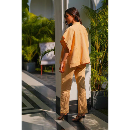 Kay Kay BY KKHUSHI SAHAII Mirela Denim Yellow Co-Ord Set