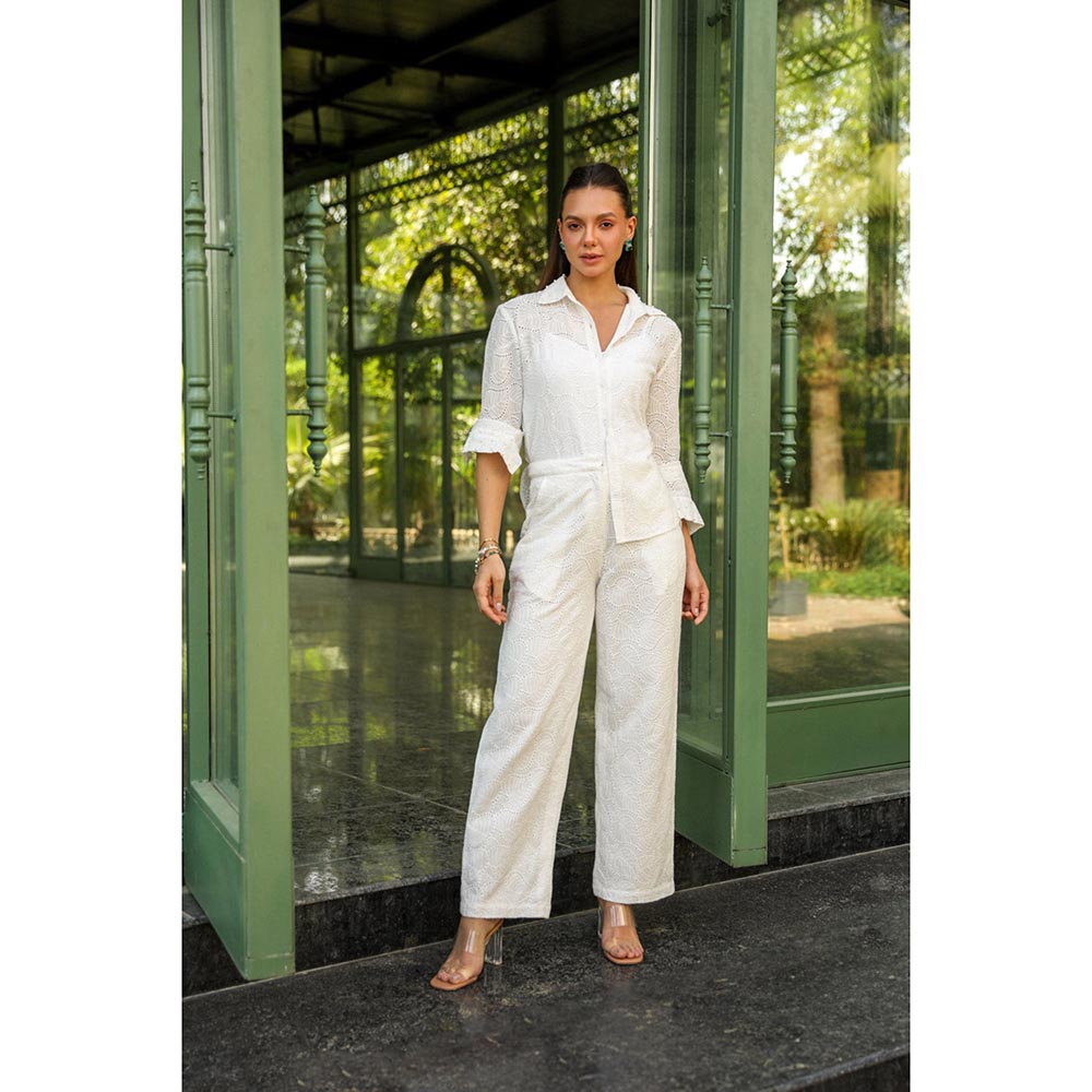 Kay Kay BY KKHUSHI SAHAII Which Hana Schiffli Work Shirt And Pant