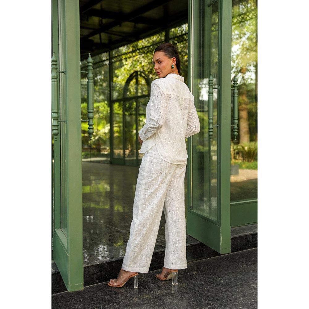 Kay Kay BY KKHUSHI SAHAII Which Hana Schiffli Work Shirt And Pant