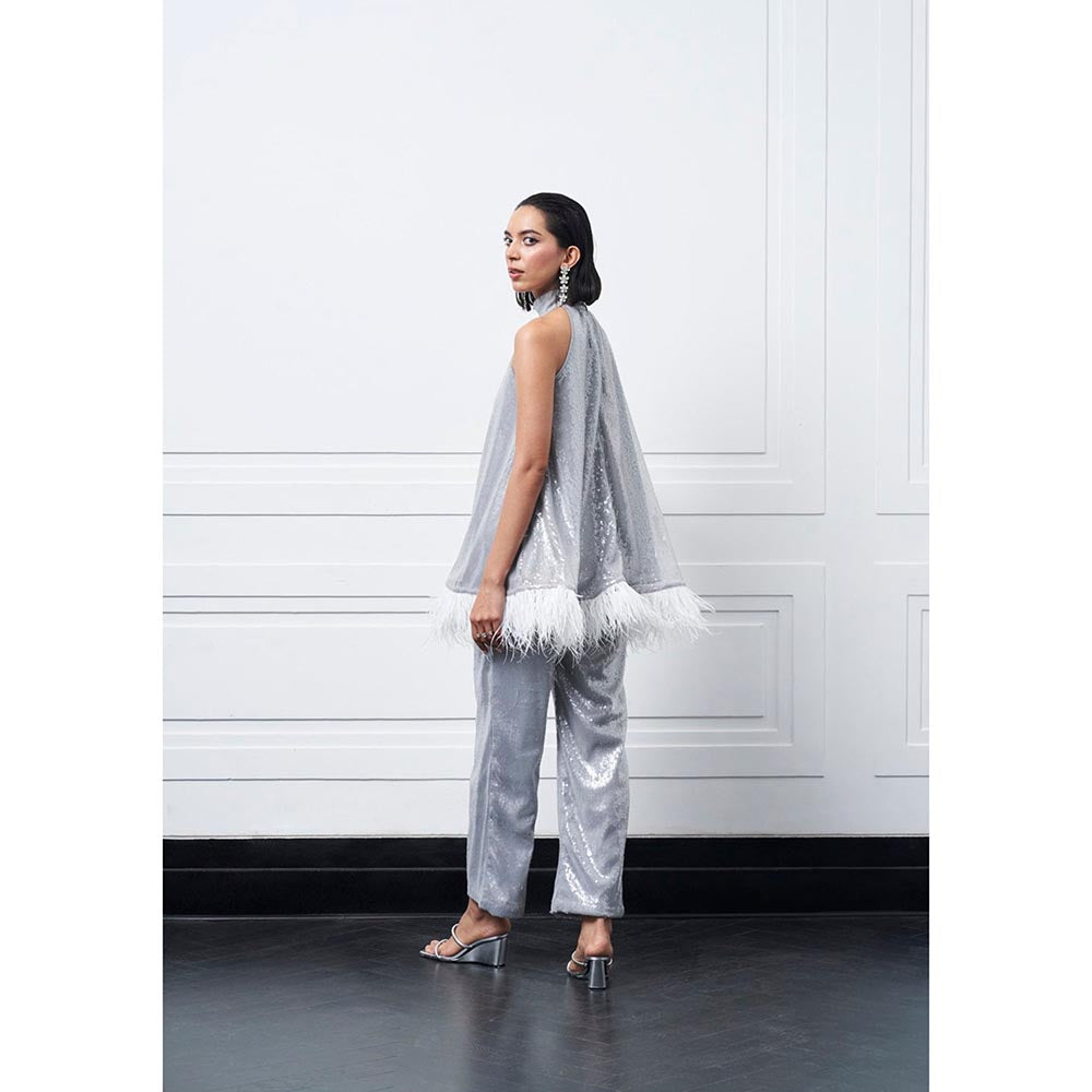 Kay Kay BY KKHUSHI SAHAII Grey Hugo Shimmery Co-Ord Set
