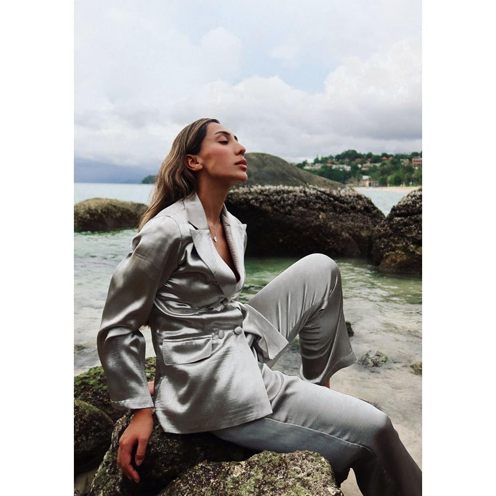 Kay Kay BY KKHUSHI SAHAII Silver Emilia Blazer And Pant