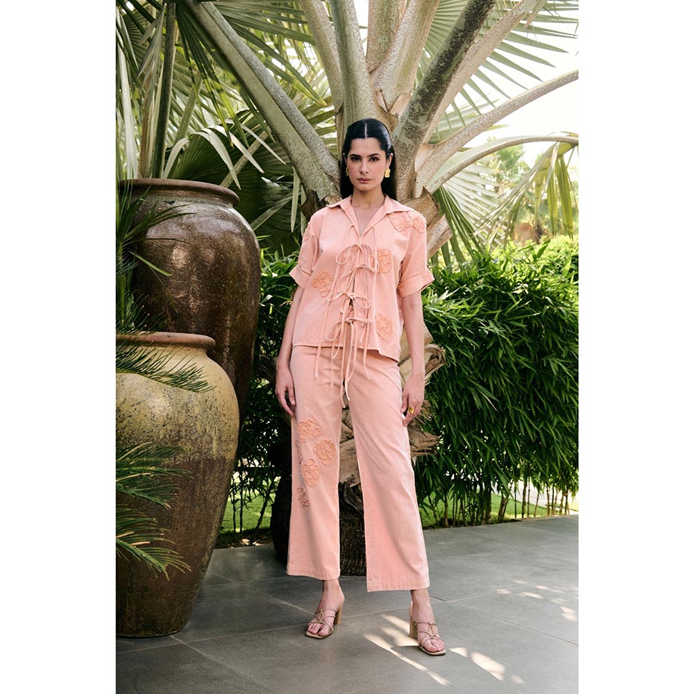 Kay Kay BY KKHUSHI SAHAII Orange Faye Flower Embroidered Co-Ord Set