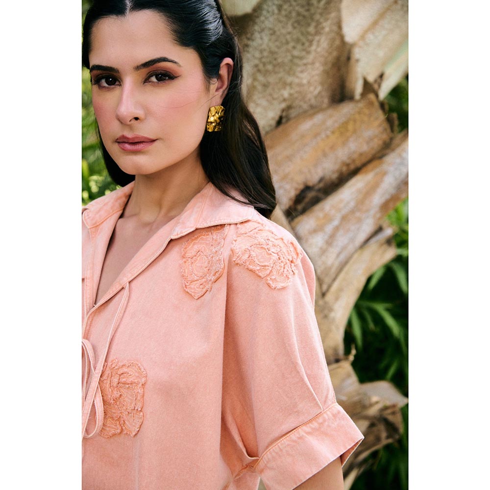 Kay Kay BY KKHUSHI SAHAII Orange Faye Flower Embroidered Co-Ord Set