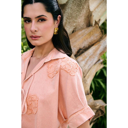 Kay Kay BY KKHUSHI SAHAII Orange Faye Flower Embroidered Co-Ord Set