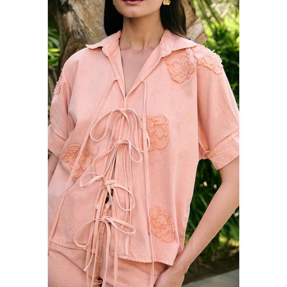 Kay Kay BY KKHUSHI SAHAII Orange Faye Flower Embroidered Co-Ord Set