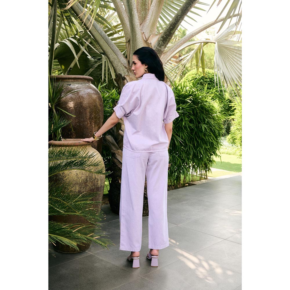 Kay Kay BY KKHUSHI SAHAII Lavender Blayze Flower Design Embroidered Shirt And Pant