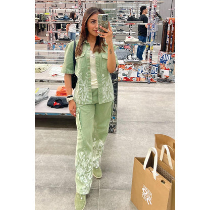 Kay Kay BY KKHUSHI SAHAII Green Lowis Floral Co-Ord Set
