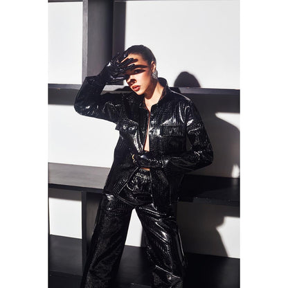 Kay Kay BY KKHUSHI SAHAII Elodie Black Textured Shirt and Pant