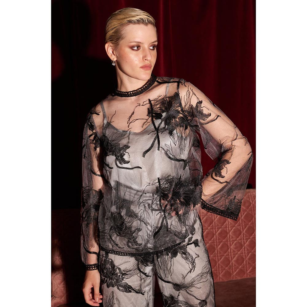 Kay Kay BY KKHUSHI SAHAII Black Magnolia Floral Co-Ord Set