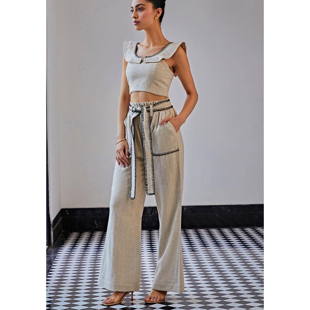 Kay Kay BY KKHUSHI SAHAII Grey Blanket Stitch Top And Short