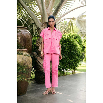 Kay Kay BY KKHUSHI SAHAII Pink Syra Embroidered Shirt And Pant