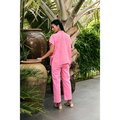 Kay Kay BY KKHUSHI SAHAII Pink Syra Embroidered Shirt And Pant