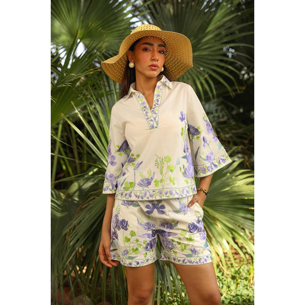 Kay Kay BY KKHUSHI SAHAII White Mina Floral Printed Top And Short