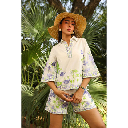Kay Kay BY KKHUSHI SAHAII White Mina Floral Printed Top And Short