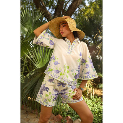 Kay Kay BY KKHUSHI SAHAII White Mina Floral Printed Top And Short