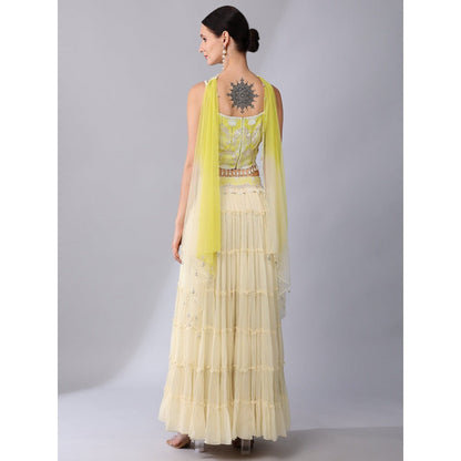 KEITH GOMES Bead Embroidered Blouse Lehenga (Set of 3)