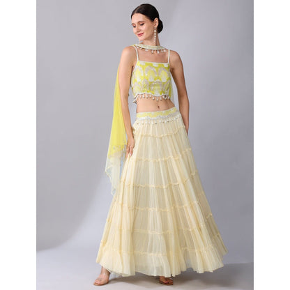 KEITH GOMES Bead Embroidered Blouse Lehenga (Set of 3)