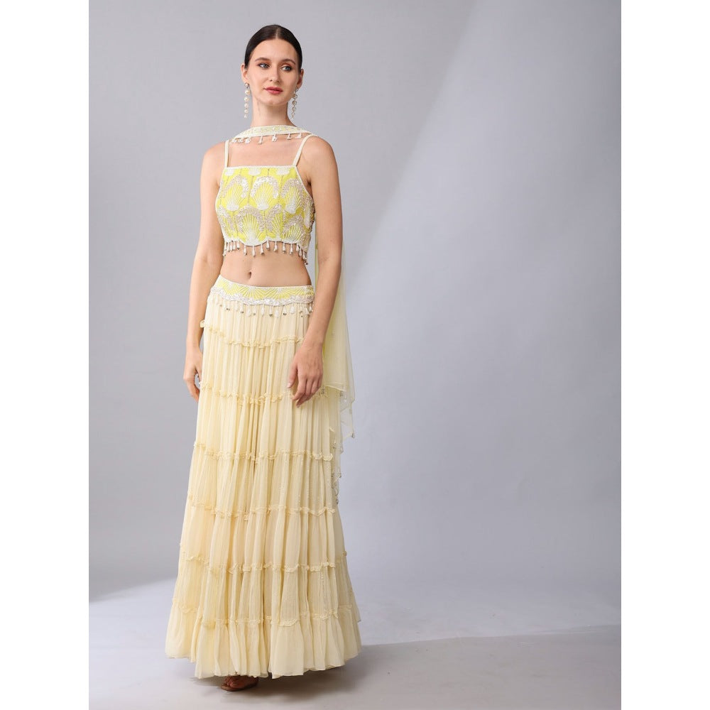 KEITH GOMES Bead Embroidered Blouse Lehenga (Set of 3)